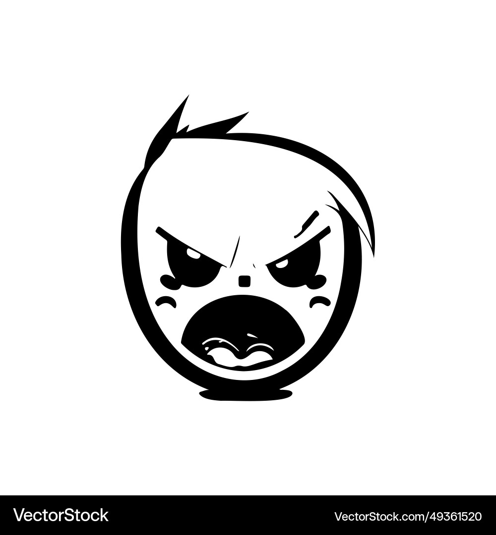 Angry icon hand draw black colour emoji logo Angry icon hand draw black colour emoji logo vector image