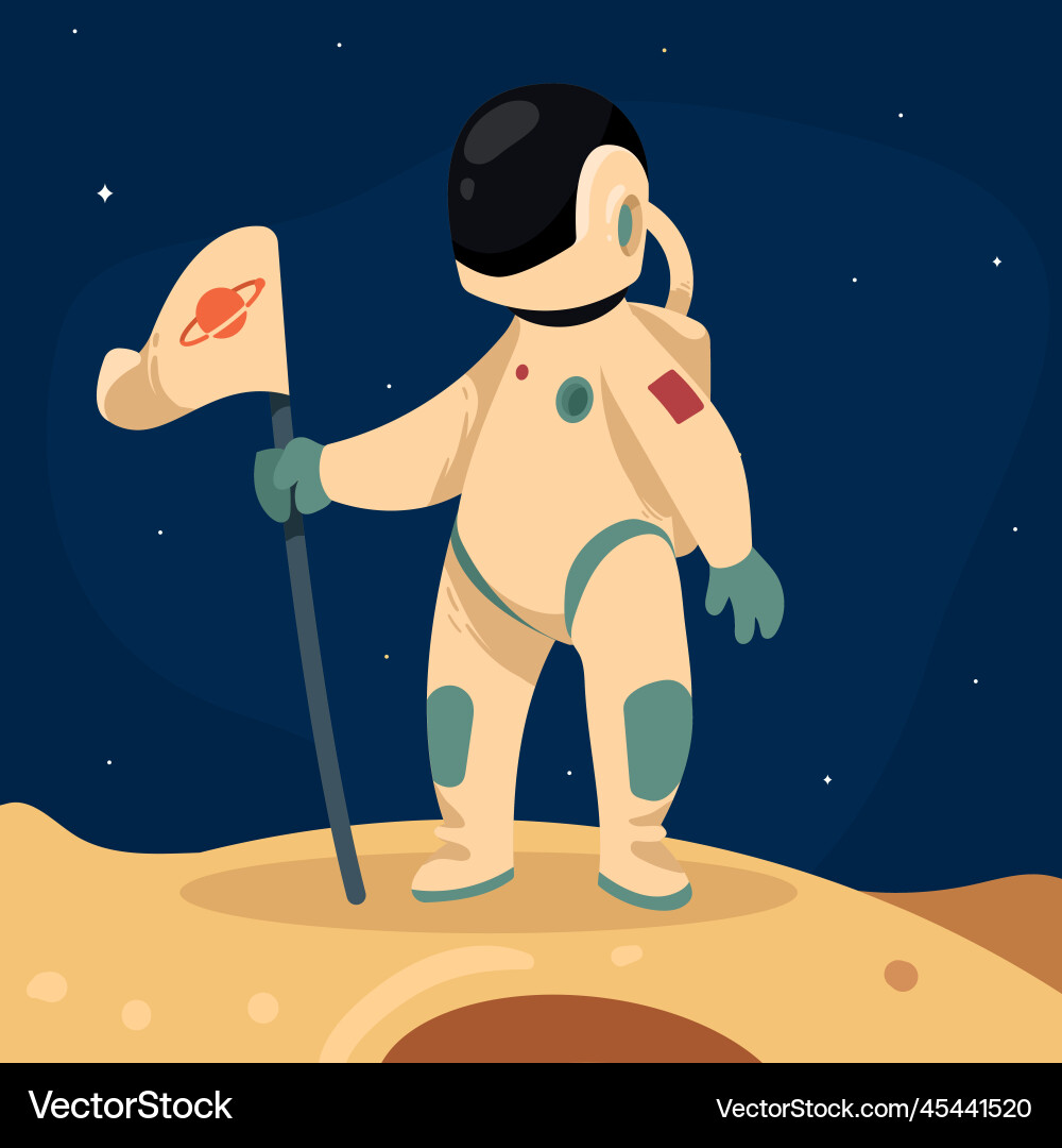 Astronaut with flag vector image