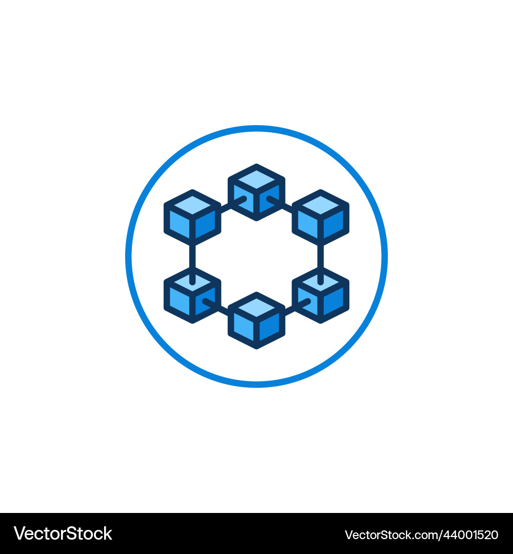 Blockchain with 6 blocks in circle blue Blockchain with 6 blocks in circle blue vector image