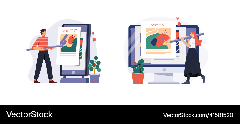 Bloggers Creating Content vector image