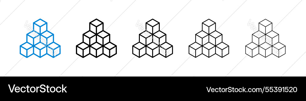 Boxes icons in five different stroke sizes Vector Image