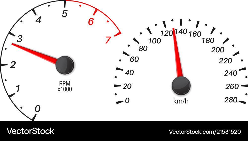 Car dashboard with speedometer and tachometer vector image