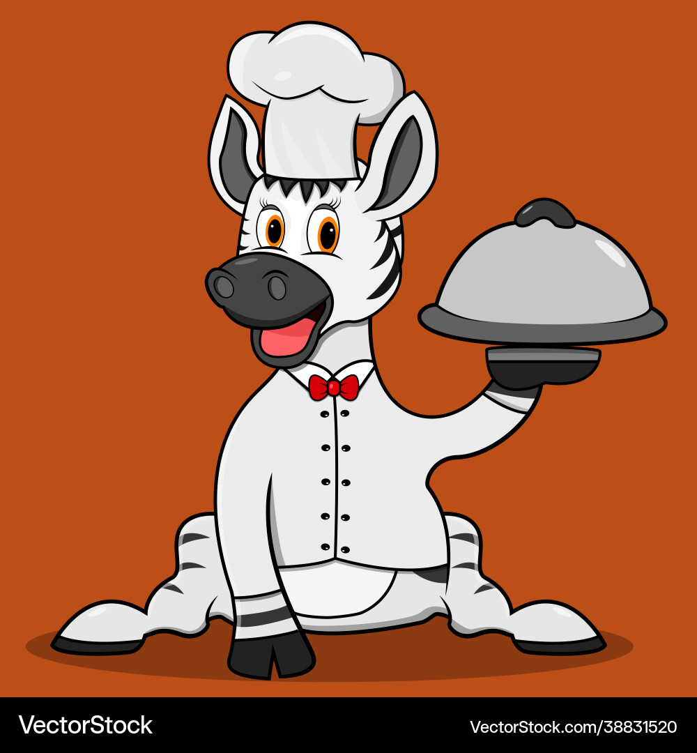 Character zebra with chef food custom vector image