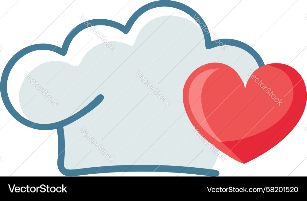 Chef hat with red heart icon design generative ai Vector Image
