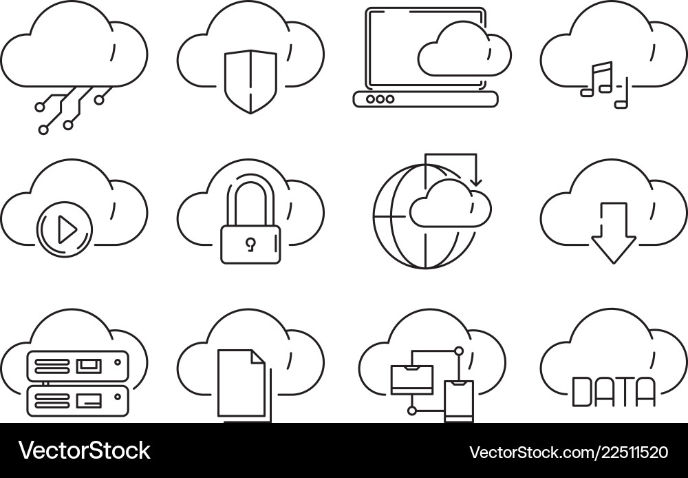 Cloud Computing Icons - Sync & Data vector image
