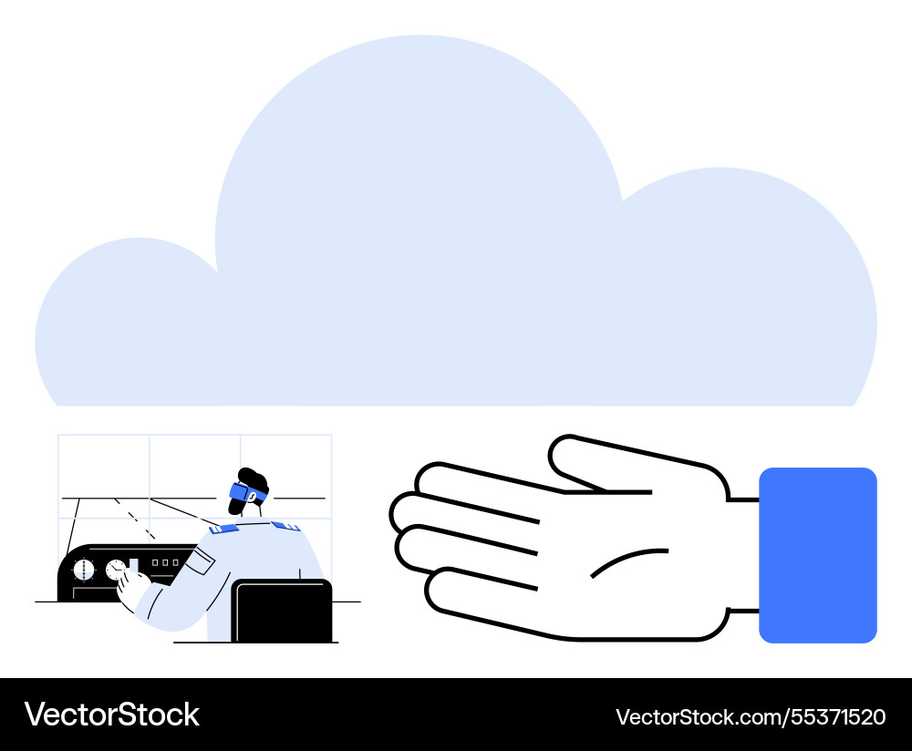 Cloud computing support with human interaction Cloud computing support with human interaction vector image