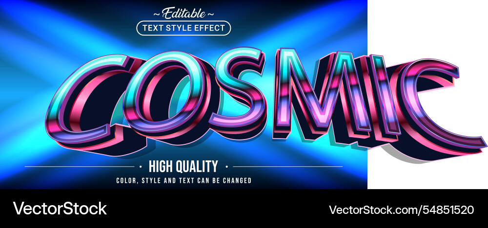 Editable text style effect - cosmic Editable text style effect - cosmic Vector Image