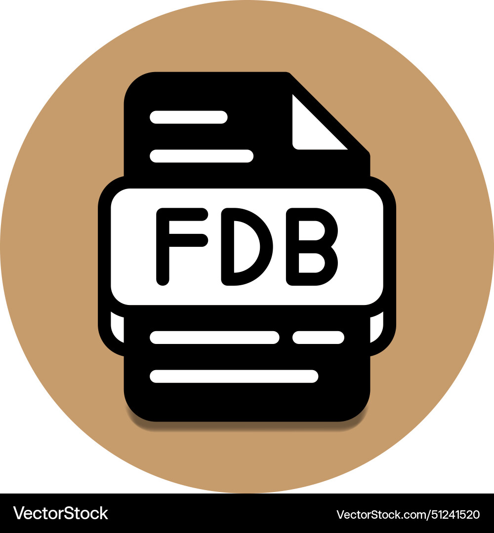 Fdb file type database icon document files Vector Image