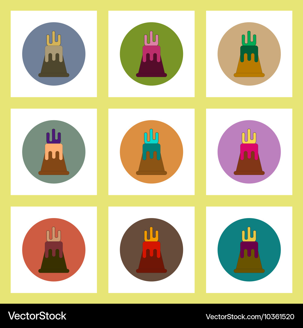 Flat icons set of volcano explosion and magma Vector Image