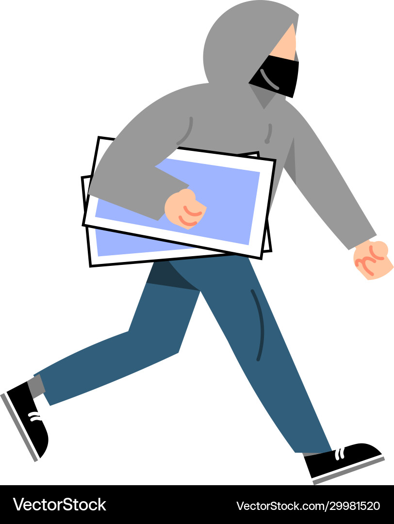 Hacker robbing money and stealing information via vector image