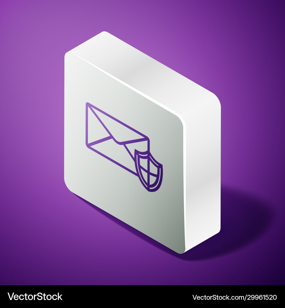 Isometric line envelope with shield icon isolated Isometric line envelope with shield icon isolated vector image