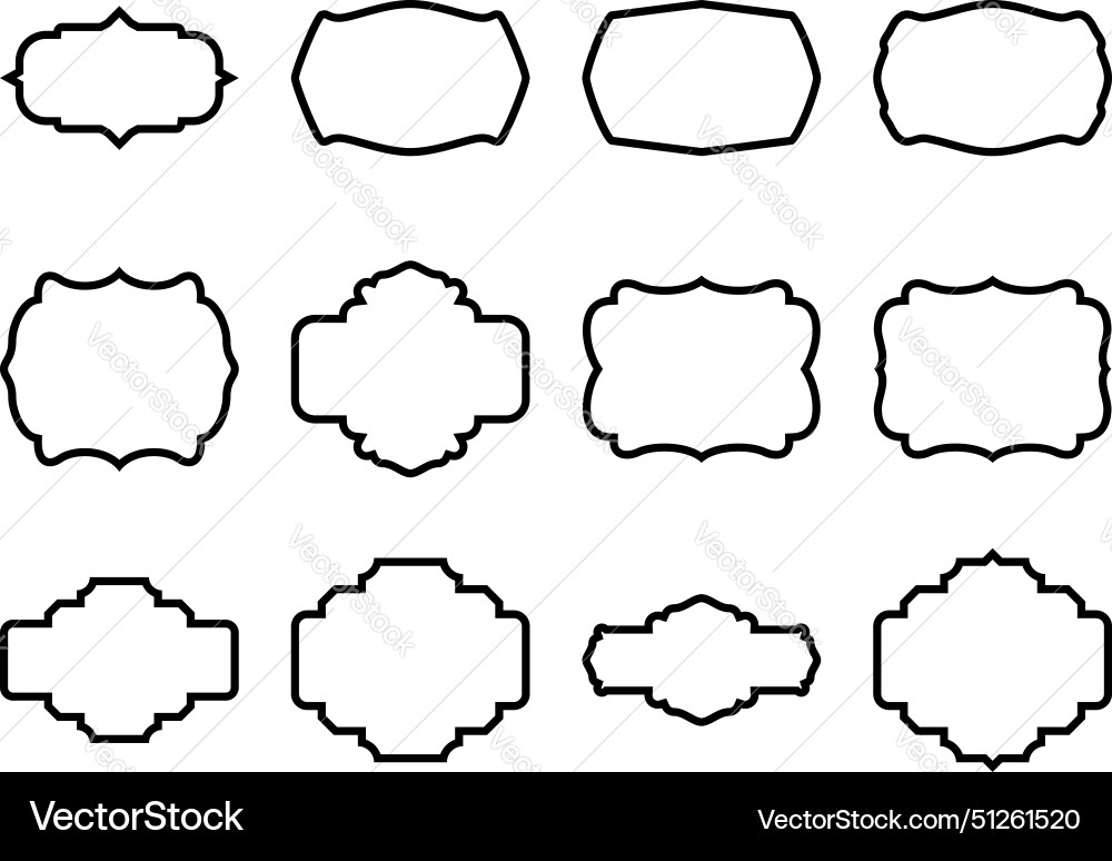 Label frame shape line pictogram symbol visual set Vector Image