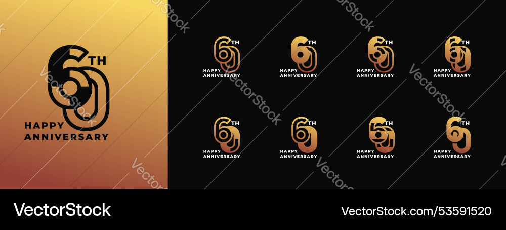 Logo 60th 10th-90th 10-90 years happy anniversary Logo 60th 10th-90th 10-90 years happy anniversary vector image