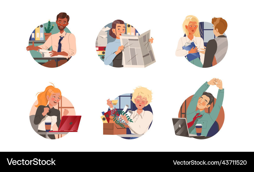 Man and woman office worker at workspace Vector Image