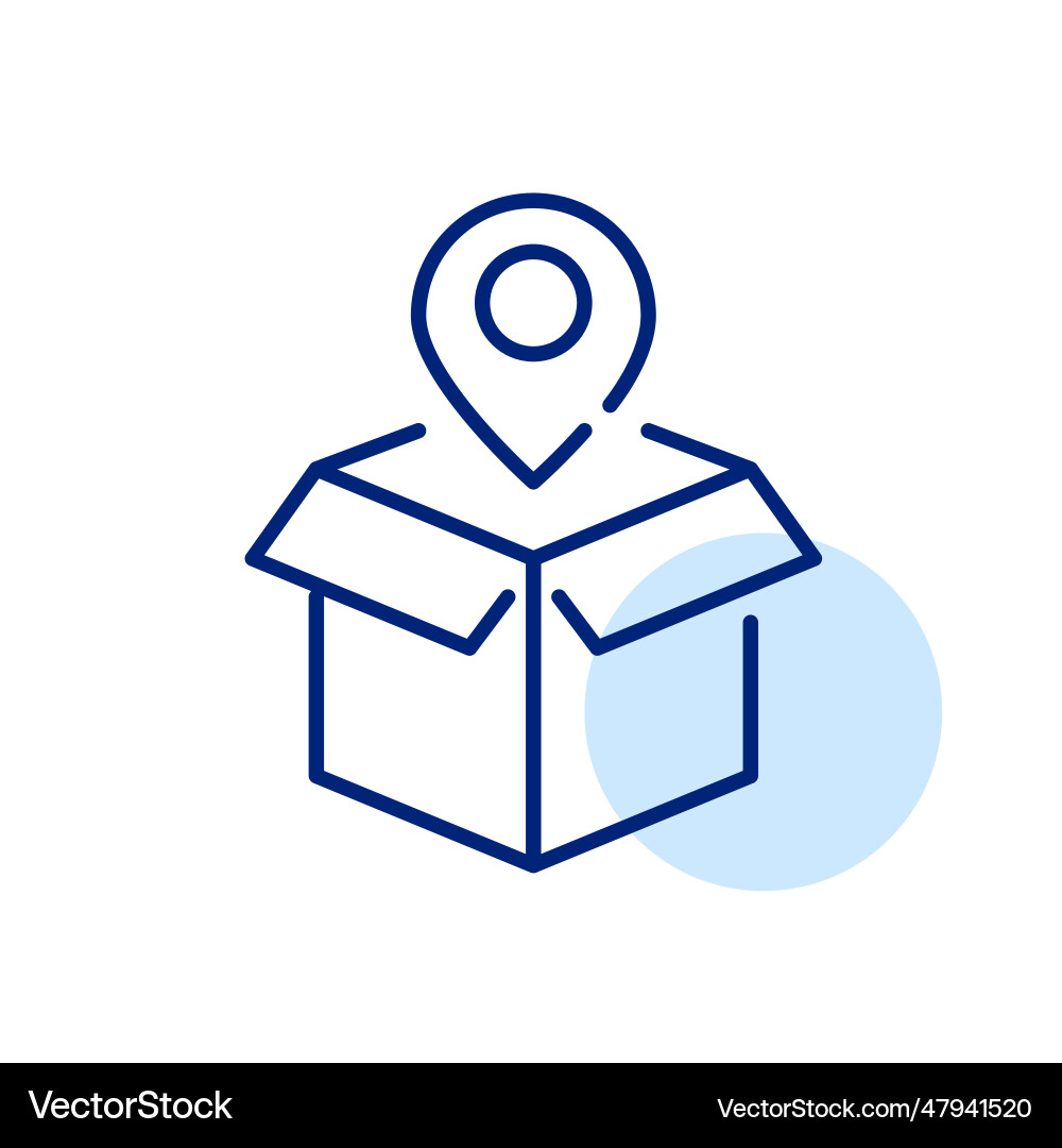 Open delivery box with map pointer Open delivery box with map pointer vector image