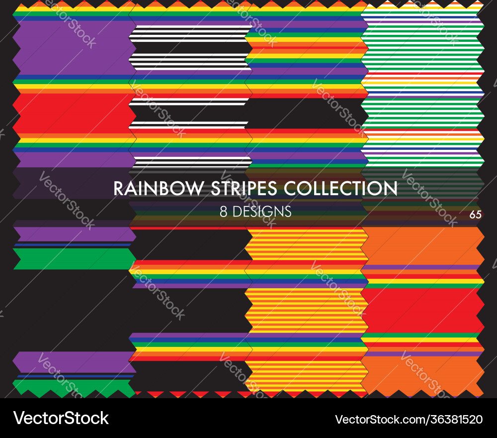 Rainbow stripe seamless pattern collection Rainbow stripe seamless pattern collection vector image