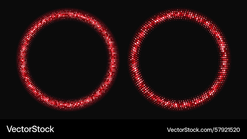 Red halftone frames glowing circle borders round Red halftone frames glowing circle borders round Vector Image