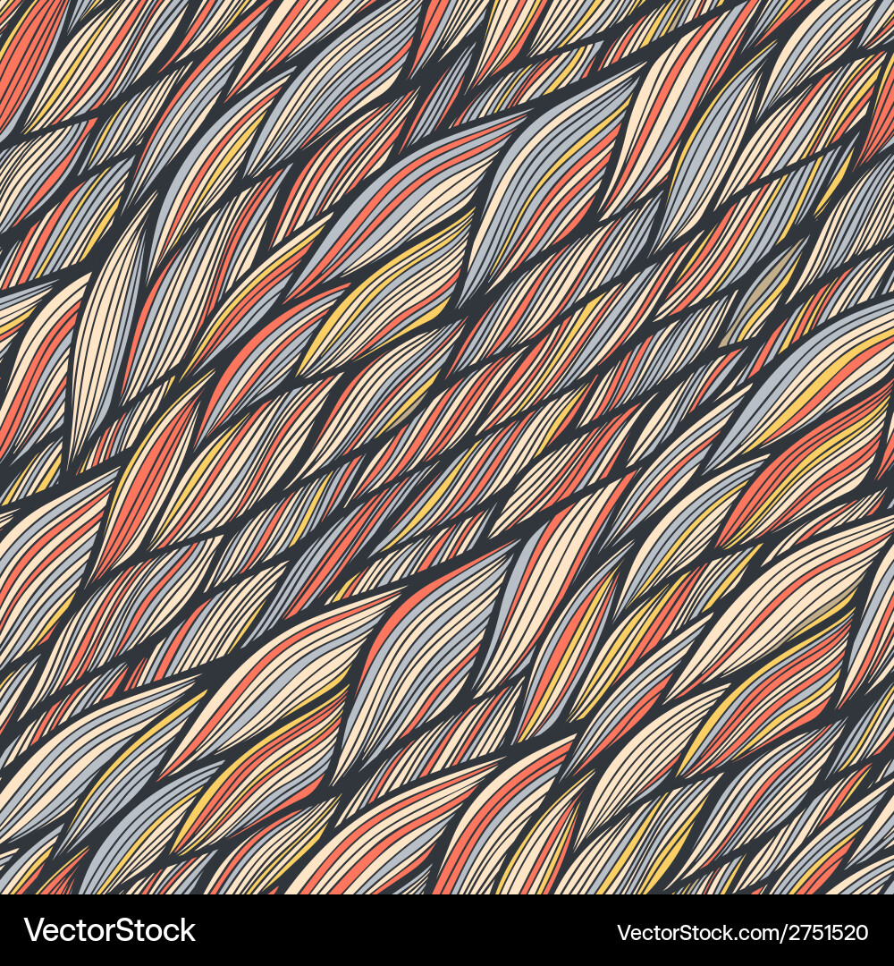 Seamless pattern with hand drawn abstract waves vector image