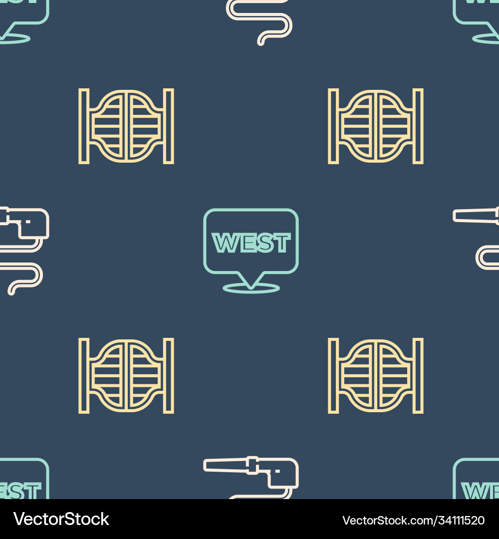 Set line smoking pipe saloon door and pointer Set line smoking pipe saloon door and pointer vector image