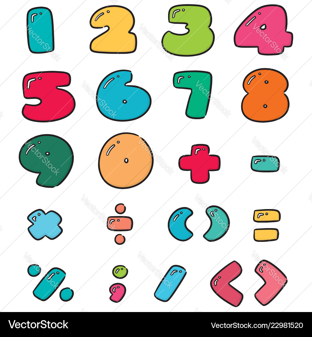 Set of number Set of number vector image