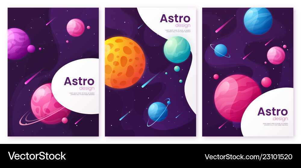 Set of outer space futuristic cartoon backgrounds Set of outer space futuristic cartoon backgrounds vector image