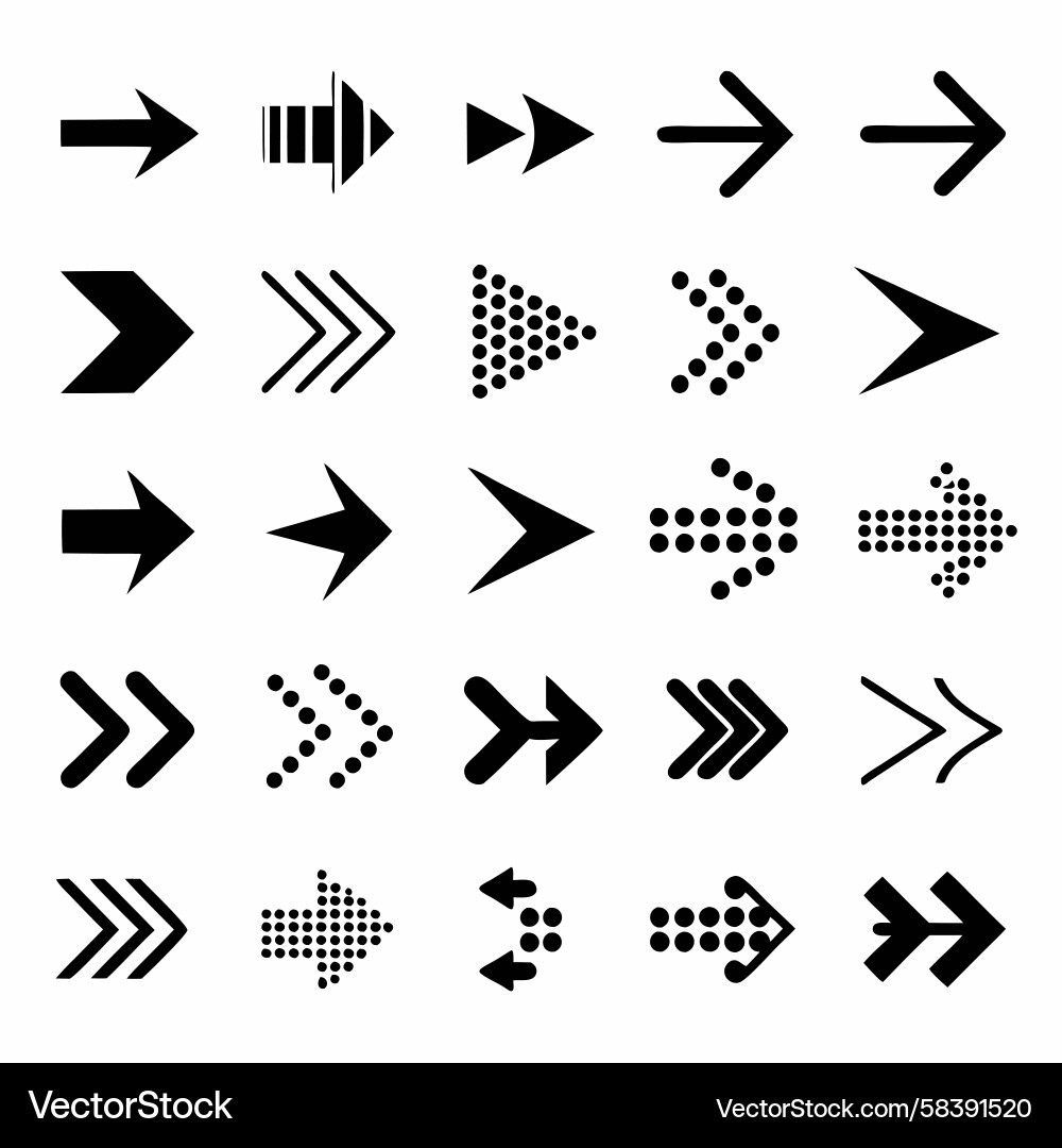 Set of Twenty-Five Arrow Icons Vector Image