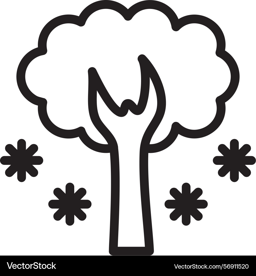 Snowy tree linear style icon design vector image