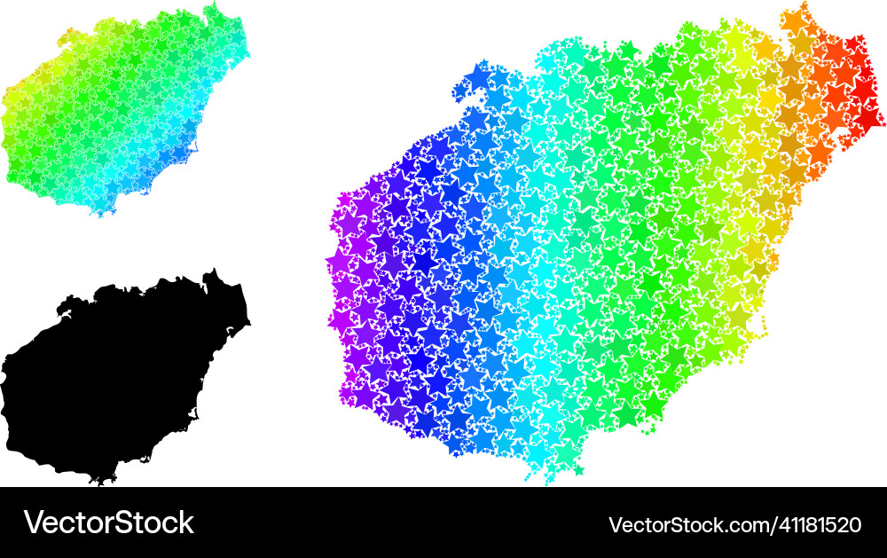 Spectral colored gradient stars mosaic map Vector Image