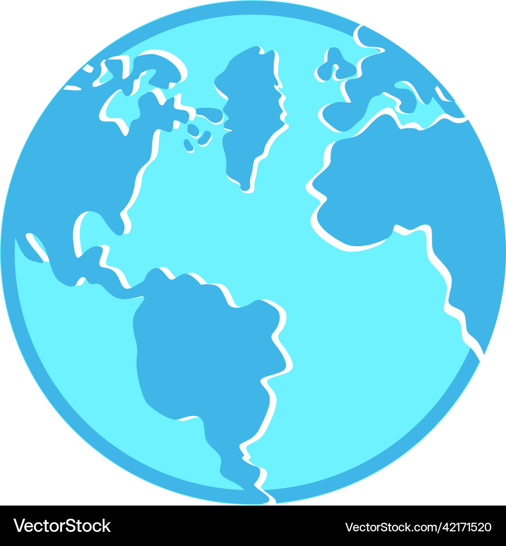 Spherical surface of earth semi flat color object Vector Image