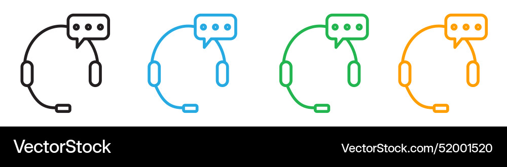 Support service headset icon line art Support service headset icon line art Vector Image