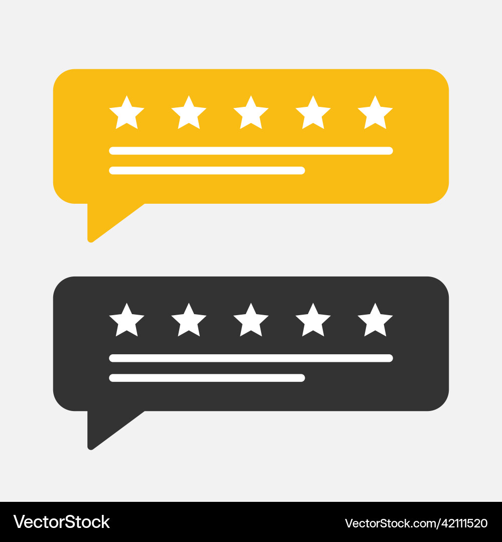 User review rating five stars in speech bubble User review rating five stars in speech bubble vector image