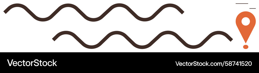 Wavy lines indicating a path with pinpoint Wavy lines indicating a path with pinpoint Vector Image