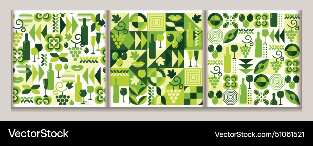 Abstract Wine Pattern Set vector image