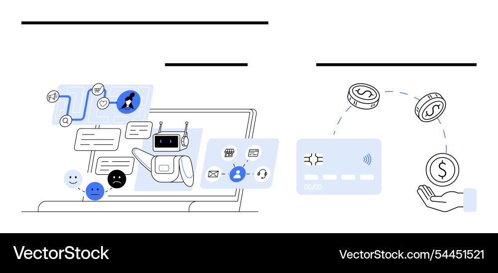 Ai chatbot and digital payment methods Ai chatbot and digital payment methods vector image