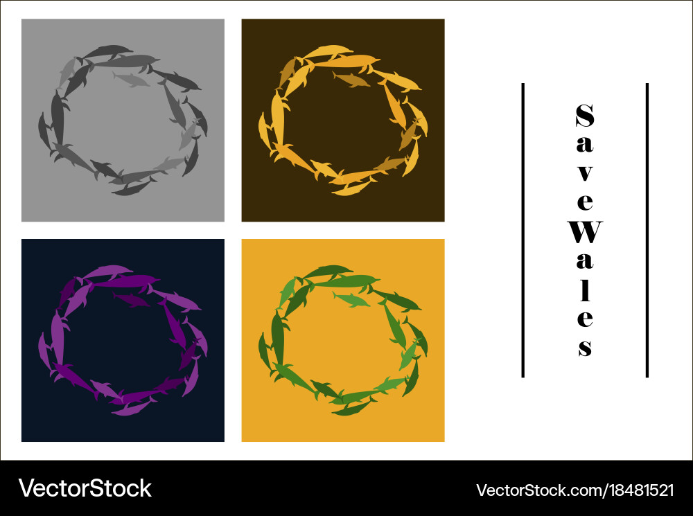 Assembly of flat icons on theme save whales Vector Image