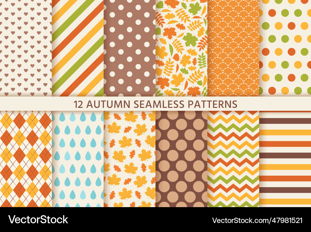 Autumn seamless pattern background with fall vector image
