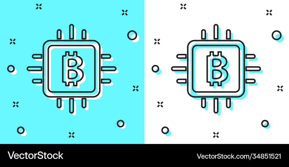 Black line cpu mining farm icon isolated on green Black line cpu mining farm icon isolated on green vector image