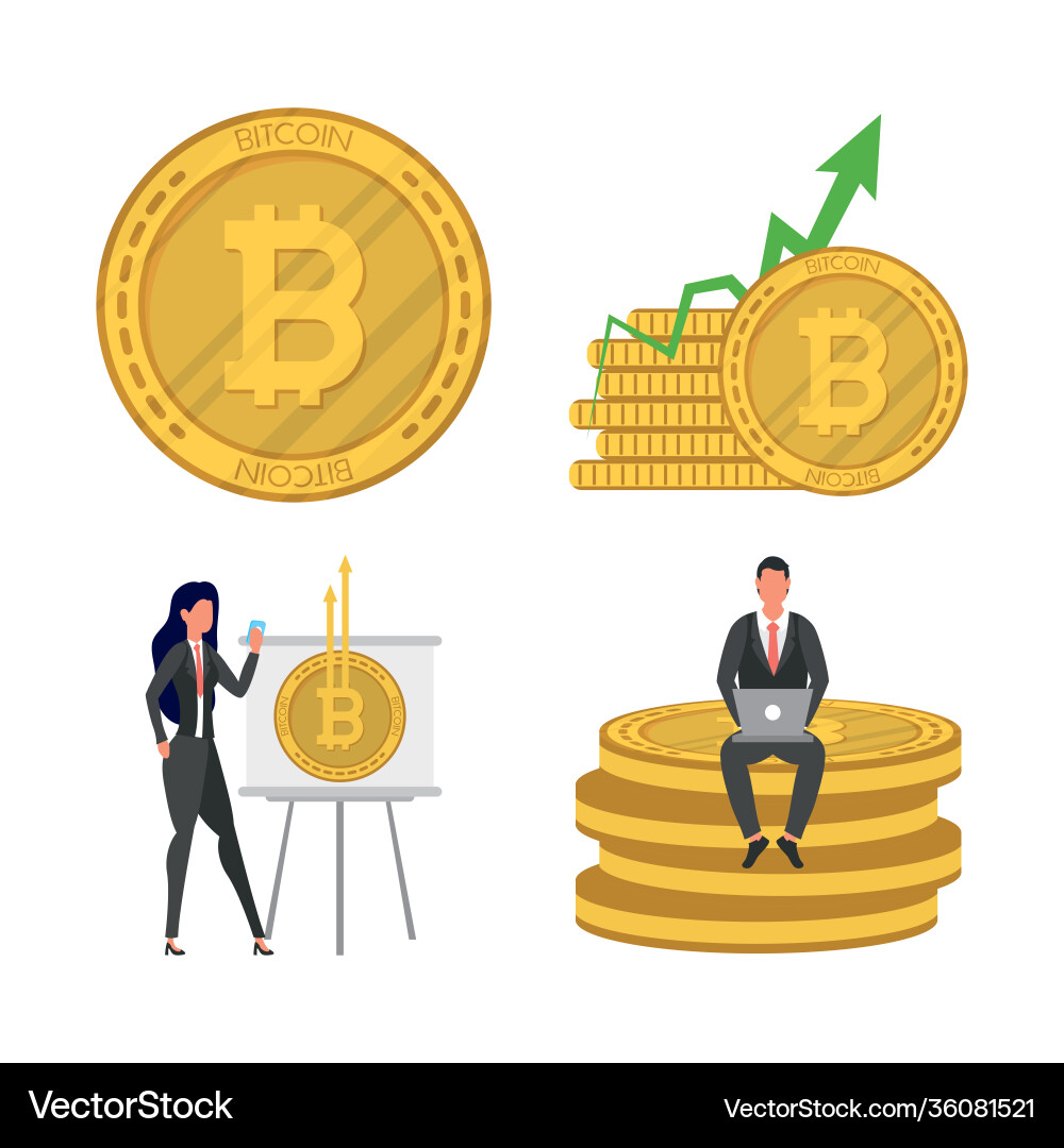 Business couple witth bitcoins crypto currency – Royalty-Free Vector |  VectorStock