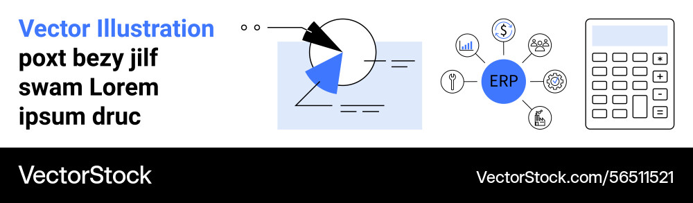 Business data analysis with pie chart erp Business data analysis with pie chart erp vector image