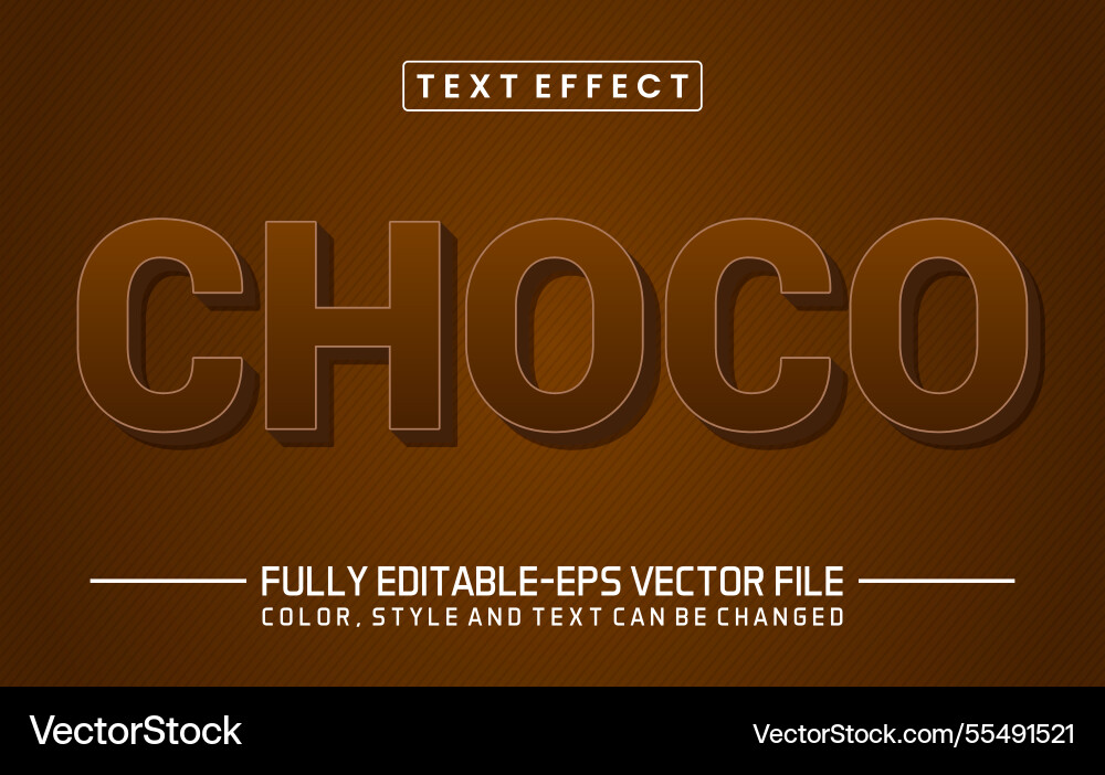 Choco brown font text effect editable Vector Image