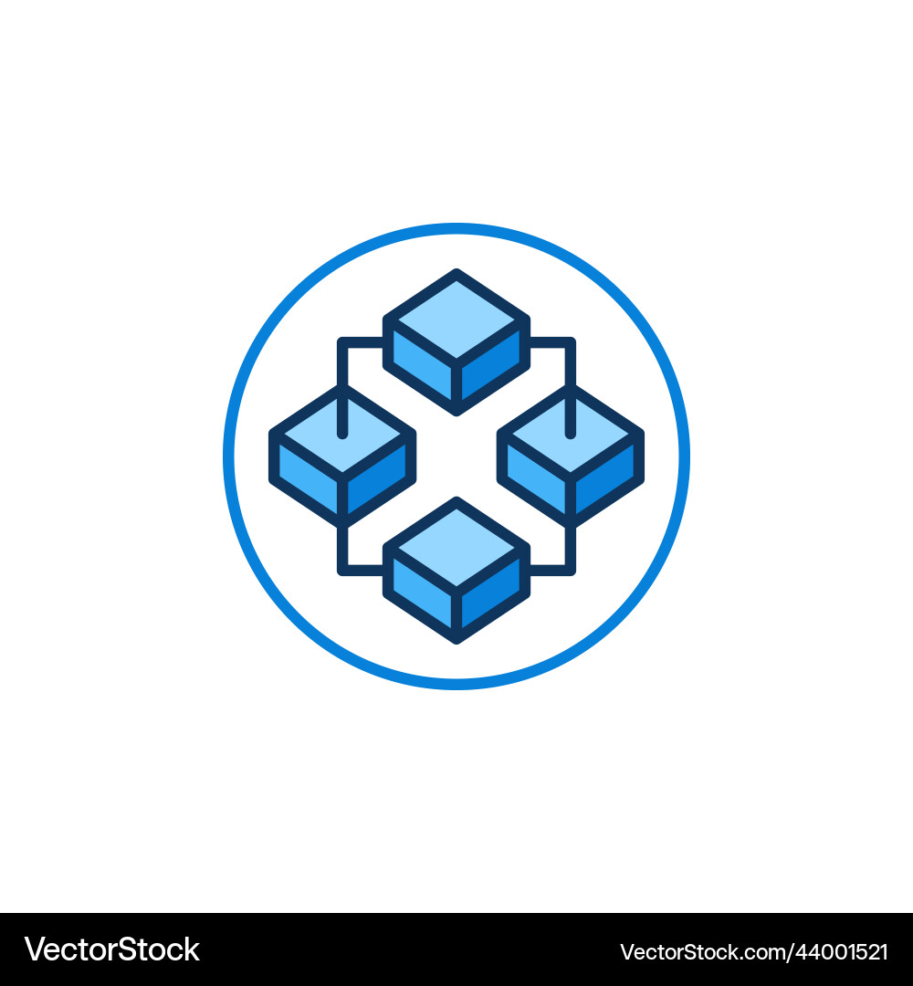 Circle with blockchain technology 4 blocks vector image
