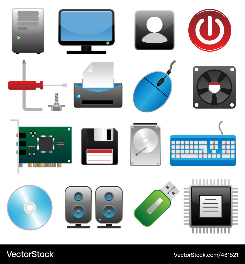 Computer Icon Set - Digital Technology vector image