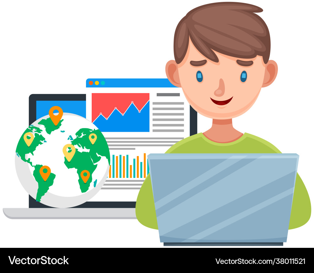 Concept social networking with computer Vector Image