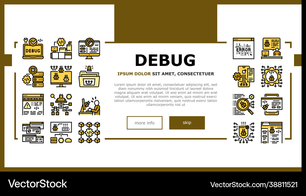 Debug research and fix landing header Debug research and fix landing header vector image