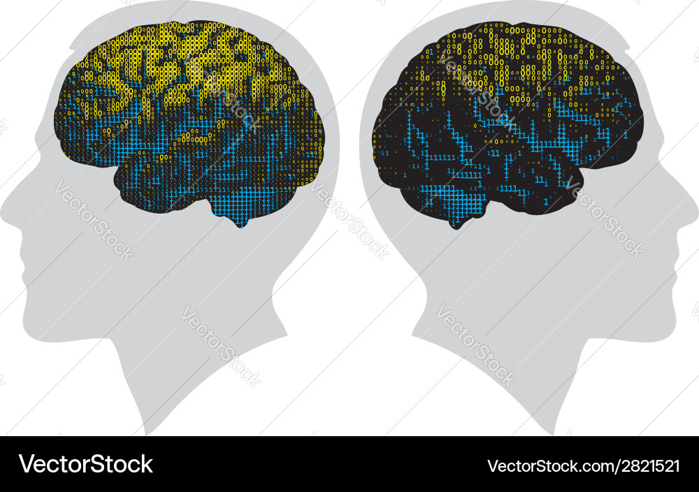 Digital brain in color vector image