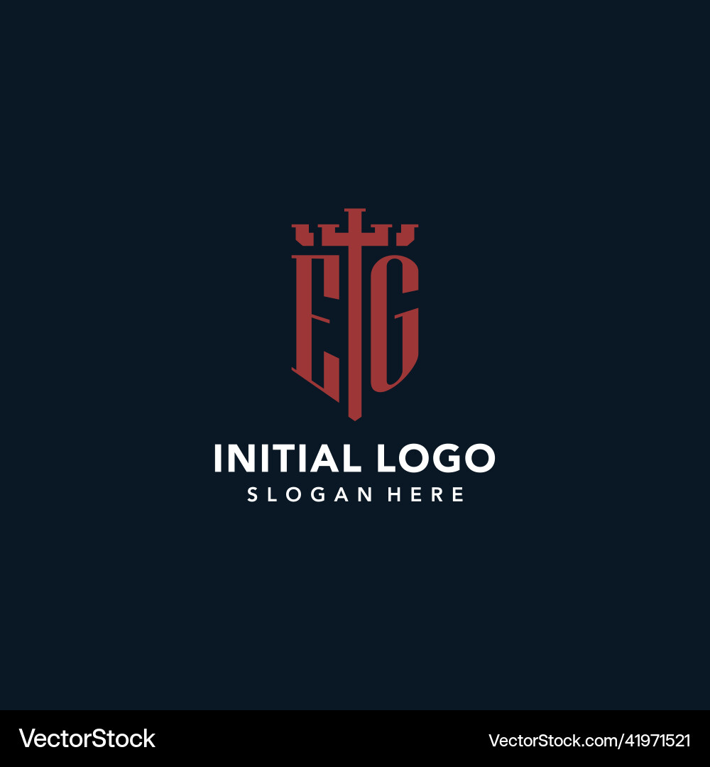 Eg initial monogram logos with sword and shield Vector Image