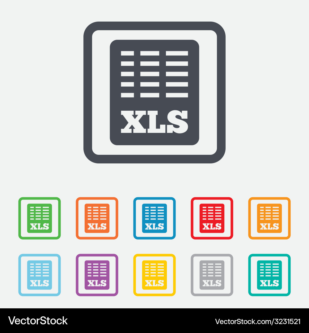 Excel file document icon download xls button vector image