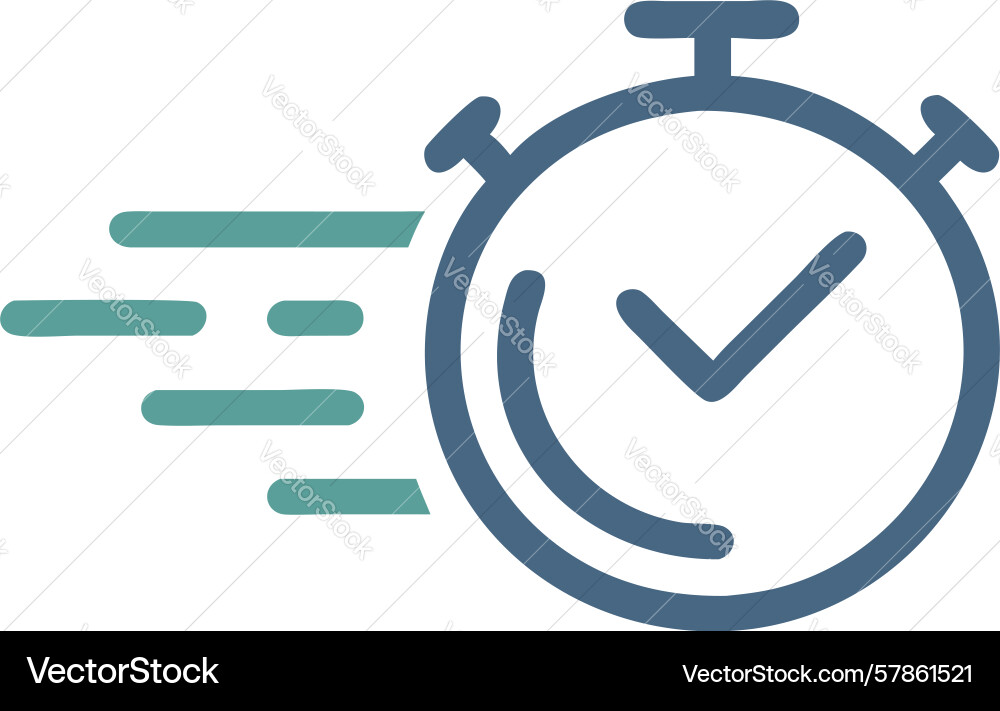 Fast stopwatch with checkmark for achieved vector image