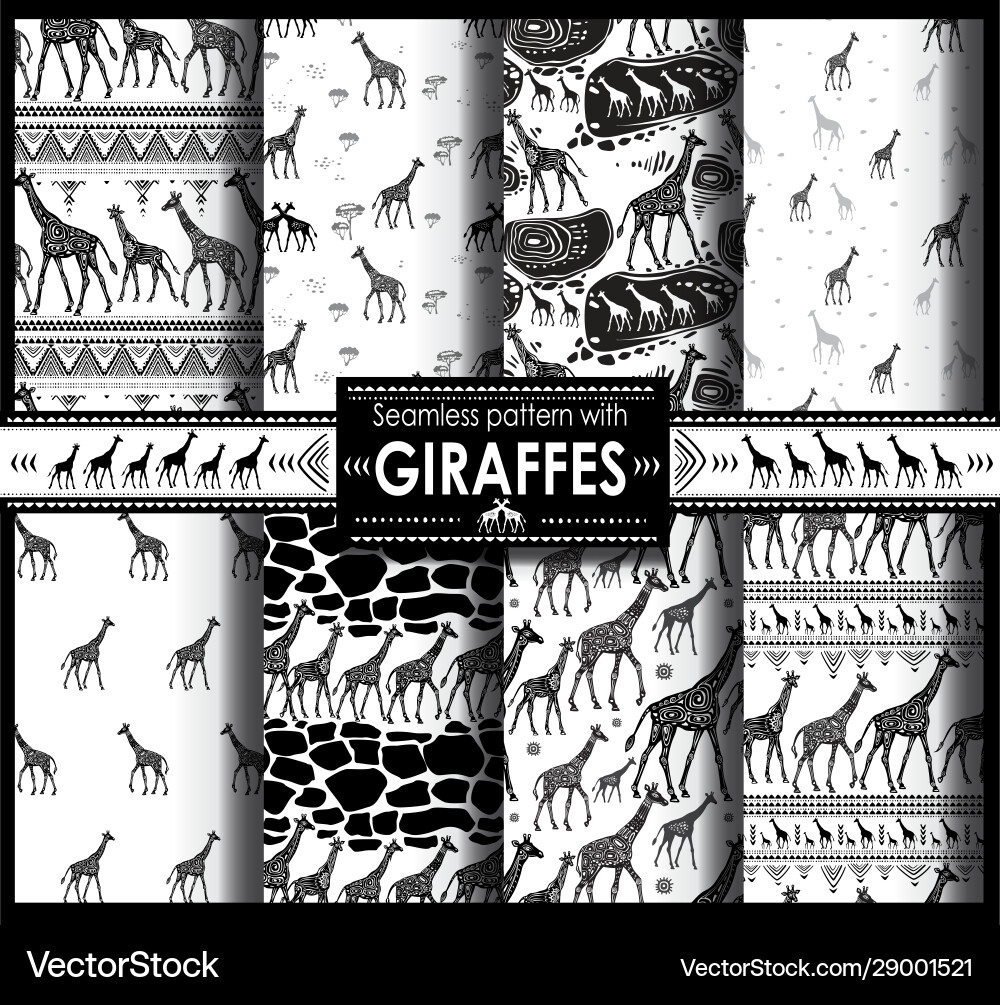 Giraffe Pattern - Black & White Royalty Free Vector