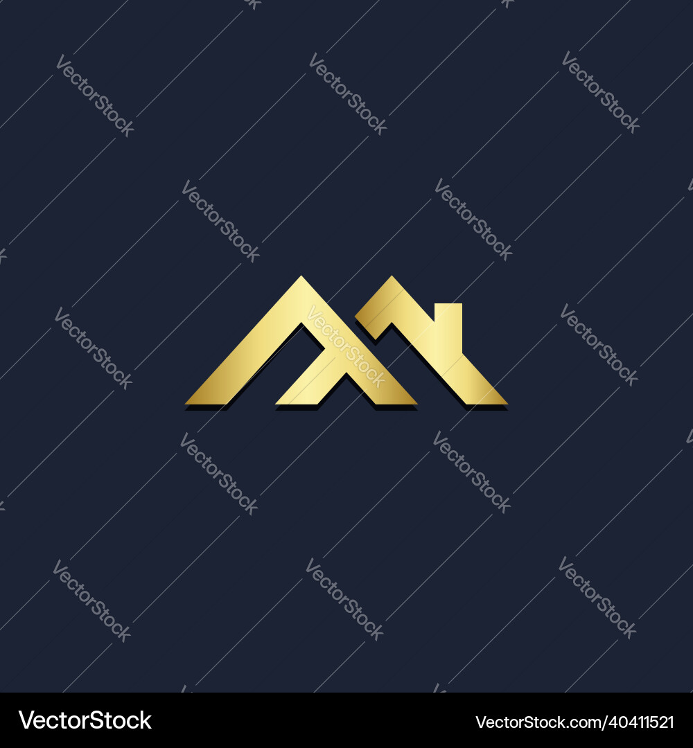Gold M Initial House Logo vector image
